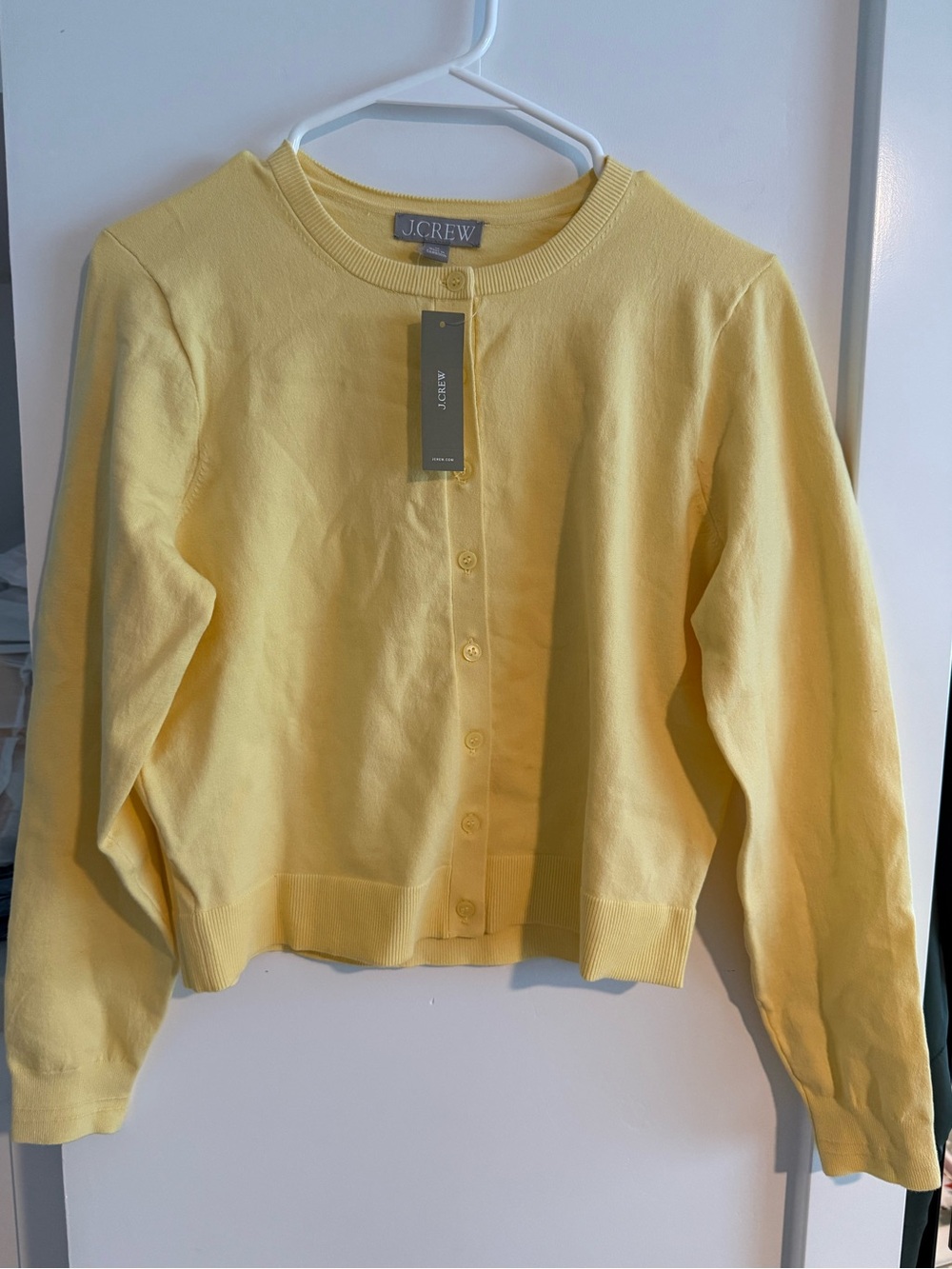 J. Crew Yellow Crewneck Button-Front Cardigan